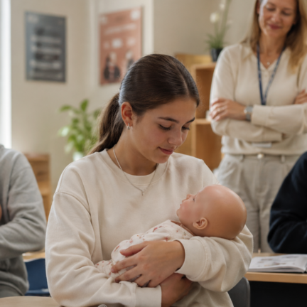 Educational dolls for schools used by students in a classroom for early parenting education