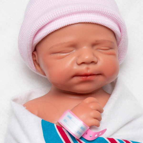 Calming Naptime girl full body silicone reborn doll Australia, realistic weighted silicone reborn baby, headshot beanie image