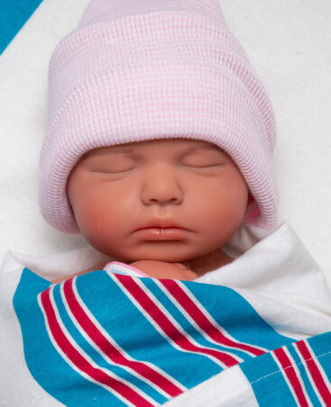 Sweet Snuggles girl full body silicone reborn doll without dummy wrapped in hospital blanket
