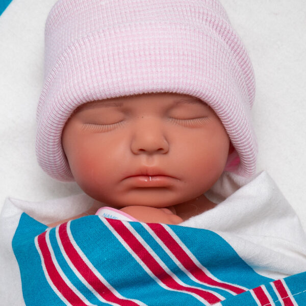 Sweet Snuggles girl full body silicone reborn doll without dummy wrapped in hospital blanket