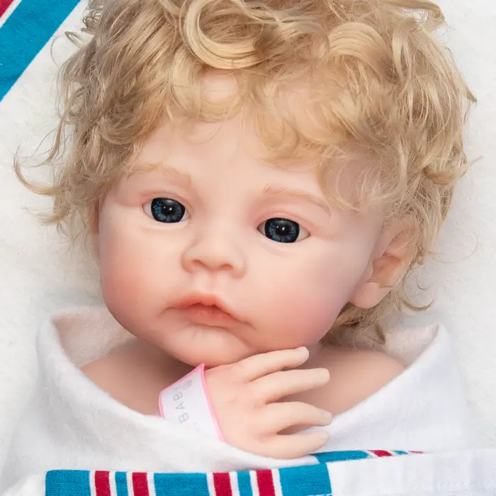Bright Eyes girl full body silicone reborn doll Australia, open eye realistic weighted silicone reborn baby, headshot beanie image