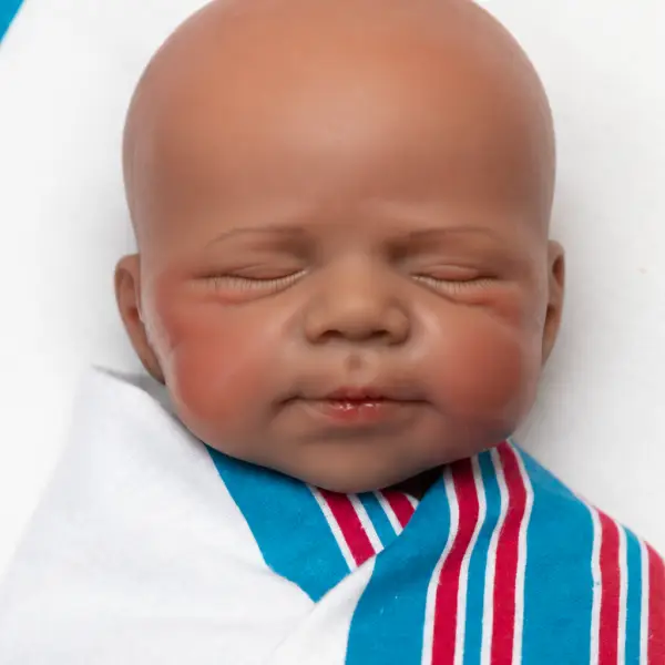 Peaceful Embrace Girl baby girl full body silicone reborn doll Australia, realistic weighted silicone reborn baby, no beanie headshot image