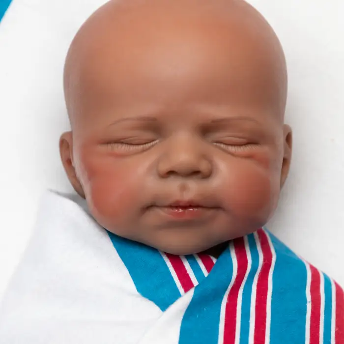 Peaceful Embrace Girl baby girl full body silicone reborn doll Australia, realistic weighted silicone reborn baby, no beanie headshot image